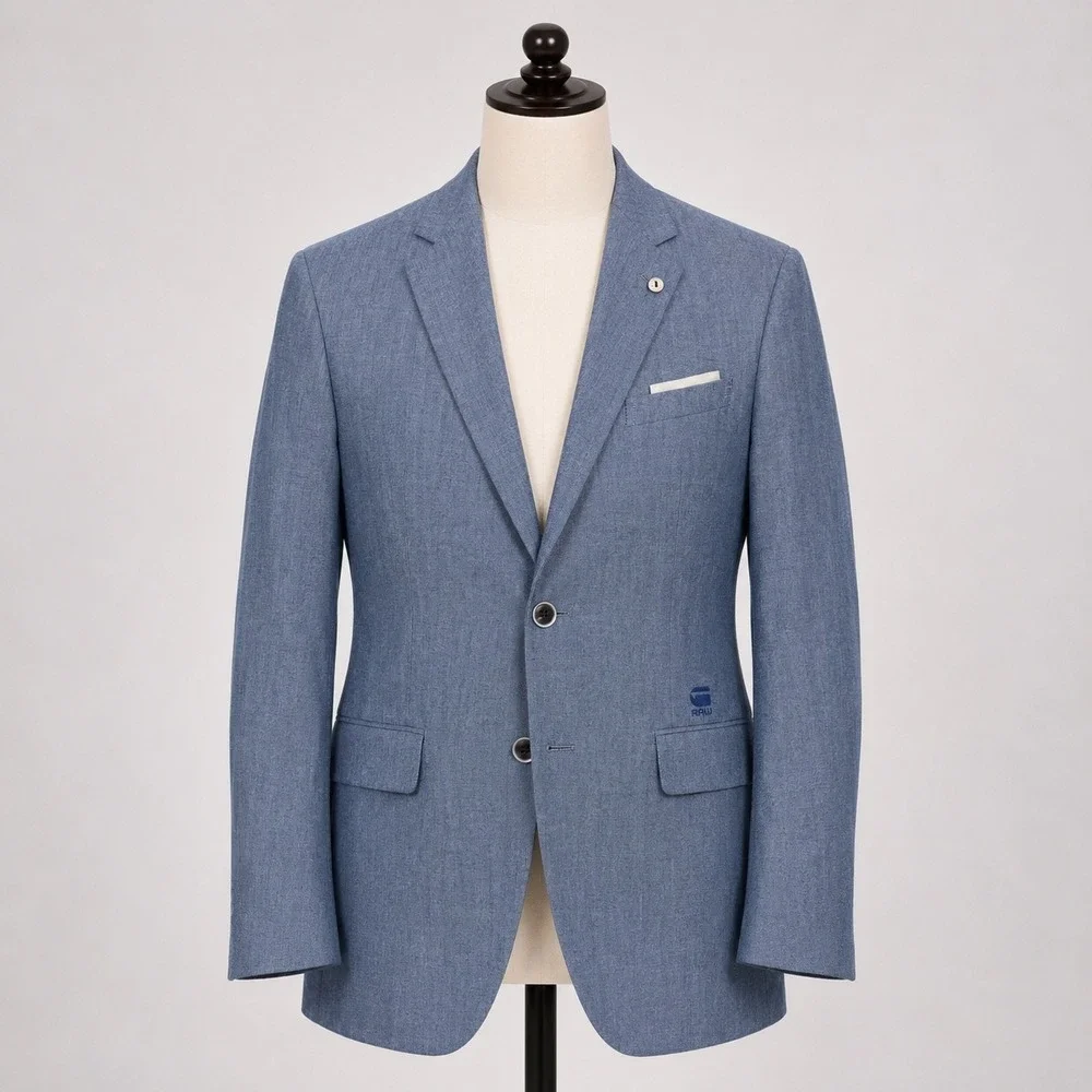 G-Star Raw Correct RCT Omega Blazer Blue Denim Sport Coat Mens EU 46 US 36 Slim